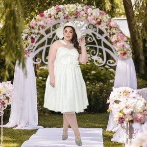 Unique Vintage Iridescent Heart Bridal Swing Midi Dress Fit & Flare Wedding 3X